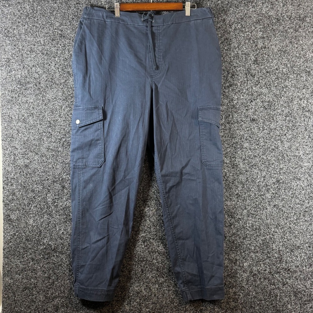 Duluth Trading Co Womens 18 Navy Cargo Jogger Pants‎ Elastic Waist Cotton Blend